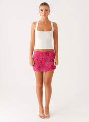 Adored By You Mini Skirt - Fuchsia