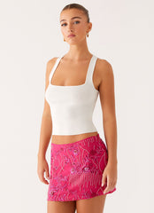 Adored By You Mini Skirt - Fuchsia