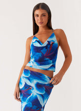 Another Life Halter Top - Turquoise Floral