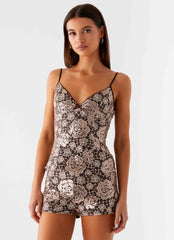 Apolina Sequin Mini Shorts - Chocolate