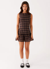 Arizona Mini Dress - Brown Black Check