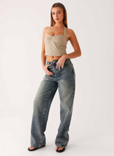 Back Again Straight Leg Denim Jeans - Dirty Wash