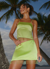 Bora Bora Beaded Mini Skirt - Lime