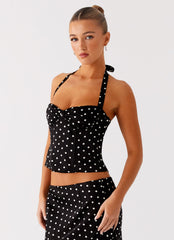 Breanne Top - Black Polka Dot