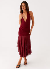 Burnout Midi Dress - Maroon