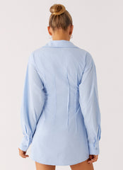 Clancy Mini Shirt Dress - Blue