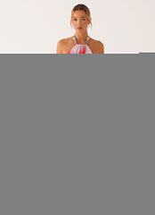 Dalila Beaded Tie Back Top - Pink Lily