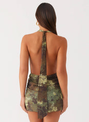 Eleanora Plunge Mini Dress - Cyber Floral