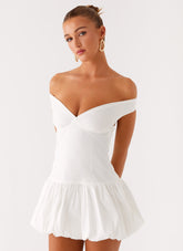 Endless Romance Off Shoulder Mini Dress - White