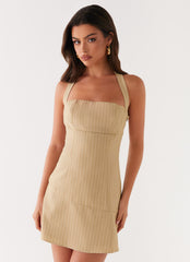 Erica Mini Dress - Beige Stripe