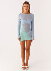 Estie Long Sleeve Crochet Mini Dress - Multi