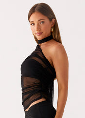 Ezzie Scarf Top - Black