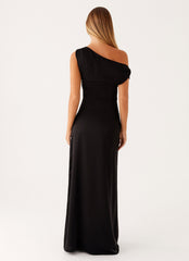 Heart Of Glass Satin Maxi Dress - Black