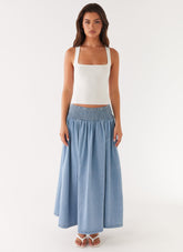 Heater Midi Skirt - Washed Blue