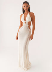 In Motion Cut Out Crochet Maxi Dress - White