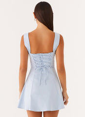 Jamaya Tie Mini Dress - Blue