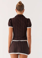 Janette Low Rise Micro Mini Skort - Toffee Stripe