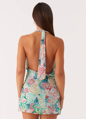 Laid-Back Cowl Mini Dress - Santorini Floral