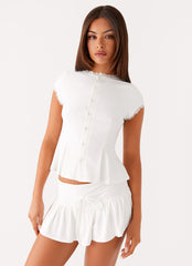 Landon Button Up Top - White