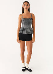 Laura Top - White Black Check