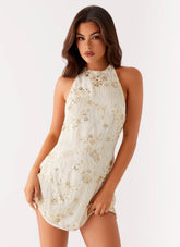 Leo Beaded Mini Dress - Yellow
