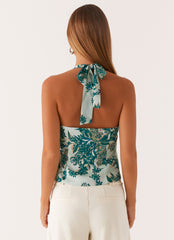 Lets Pretend Halterneck Top - Cloud Nine Floral