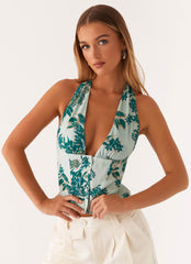 Lets Pretend Halterneck Top - Cloud Nine Floral