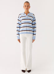Liana Striped Polo - Blue Stripe