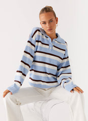 Liana Striped Polo - Blue Stripe