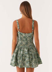 Lucie Linen Mini Dress - Cloud Nine Floral