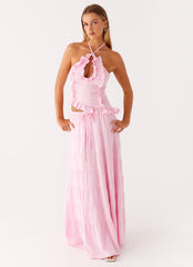 Mariella Linen Maxi Skirt - Pink