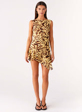 Maris Asymmetrical Mini Dress - Laguna Print