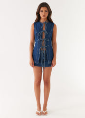 Maysa Low Rise Mini Skirt - Dark Blue