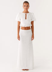 Megan Balloon Sleeve Top - White