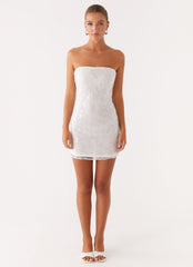 Moorey Beaded Mini Dress - White Silver