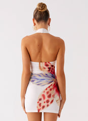 No Time Mini Dress - White Sea Bloom