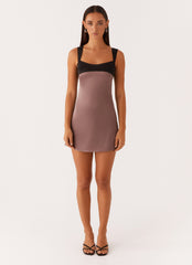 Odette Satin Mini Dress - Steel Me Away