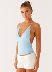 Ollie Knit Halter Top - Blue