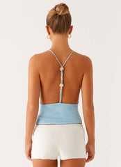 Ollie Knit Halter Top - Blue