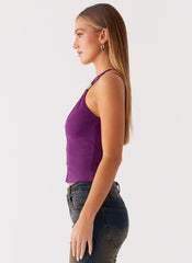 Optix Button Front Top - Plum