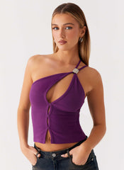 Optix Button Front Top - Plum