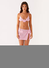 Palazzo Crochet Wrap Skirt - Pink