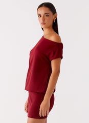 Paulie Mini Dress - Maroon