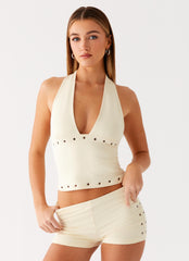 Roxy Halter Top - Muted Yellow