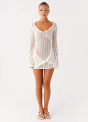 Sorelle Long Sleeve Twist Mini Dress - Ivory