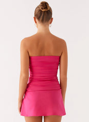 Terra Gathered Mini Dress - Fuchsia