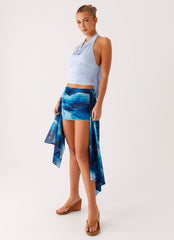 Tigerlily Micro Skirt - Turquoise Floral