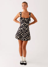 Tuni Mini Dress - Taupe Check