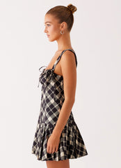 Tuni Mini Dress - Taupe Check