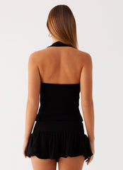 Vegas Nights Halter Neck Top - Black